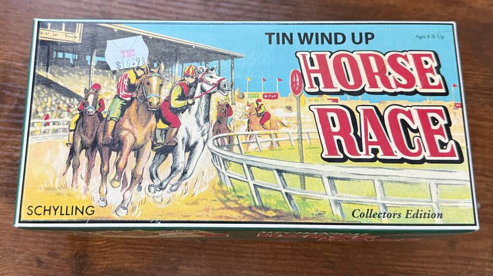 Vintage Style Schylling Tin Wind Up Mechanical Horse Race